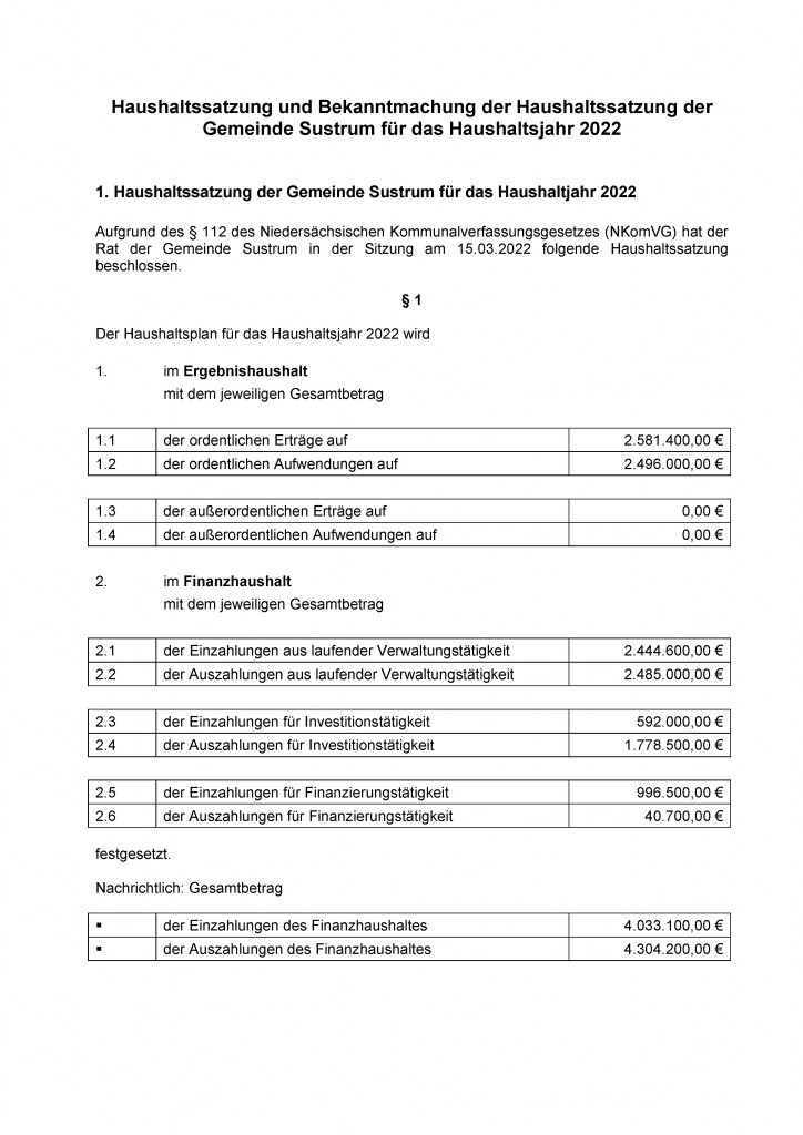 HHS Gemeinde Sustrum 2022 - Bekanntmachungen_Seite_1