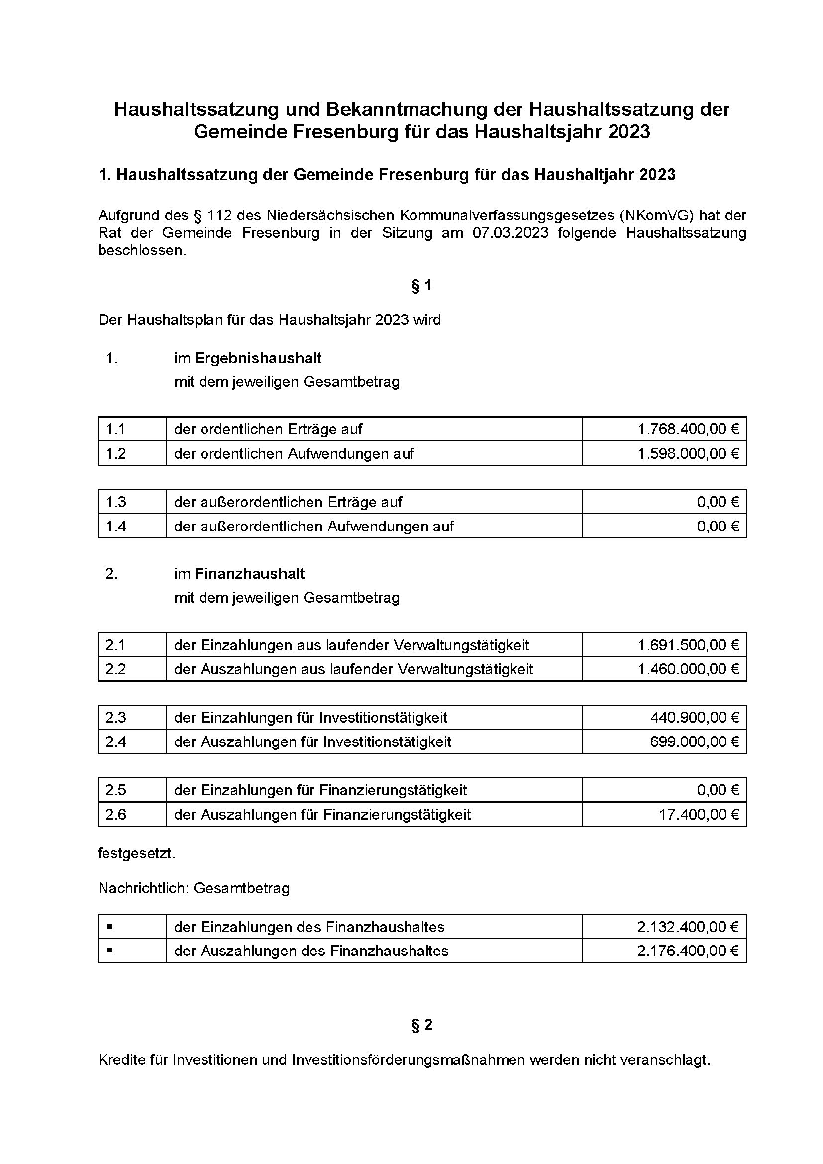 HHS Gem. Fresenburg 2023 - Bekanntmachung_Seite_1