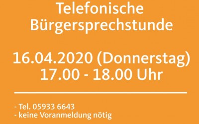 Telefonische Bürgersprechstunde am 16.04.2020