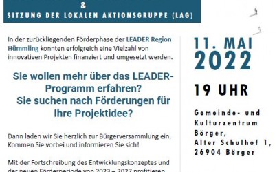 LEADER Region Hümmling – Bürgerversammlung am 11.05.22 in Börger