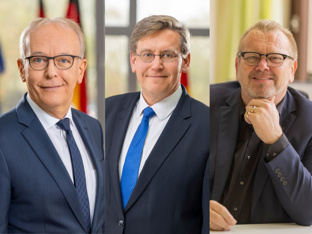 Schuldezernent und Erster Kreisrat Martin Gerenkamp, Landrat Marc-André Burgdorf, Schulleiter Ansgar Schlesiger (Fotos: BBS Lingen Agrar und Soziales/Landkreis Emsland)