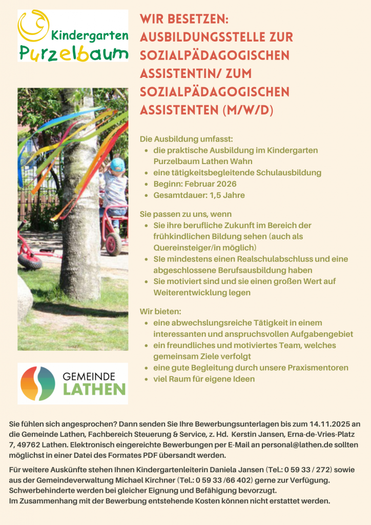 Ausbildungsstelle Purzelbaum 2026