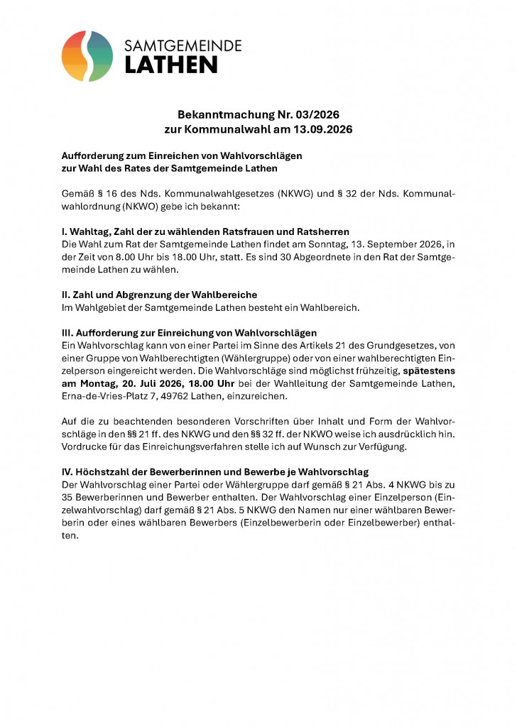 20260130_D_Bekanntmachung 03_2026_Aufforderung Einreichung Wahlvorschläge_SGL_Seite_1