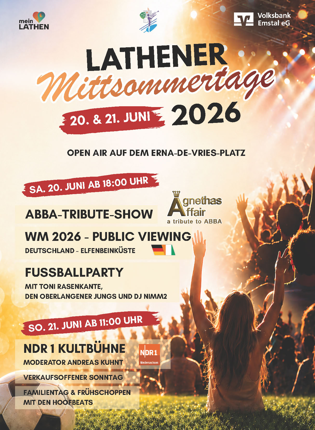 Lathener Mittsommertage 2026: ABBA-Show, WM-Fieber & NDR 1 Kultbühne