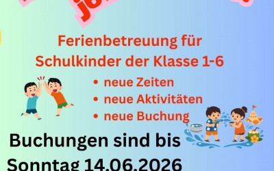 Ferienbetreuung jetzt online buchbar!