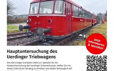 Die Hümmlinger Kreisbahn bittet um Spenden! Hauptuntersuchung des Uerdinger Triebwagens