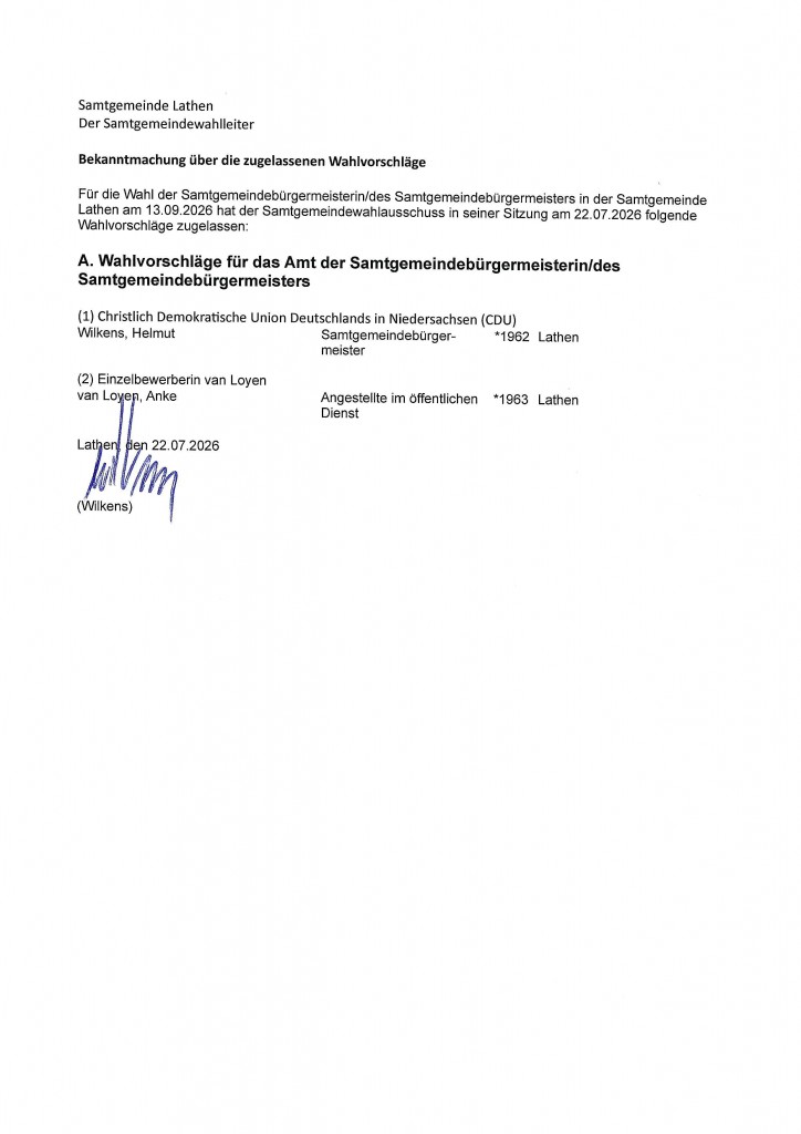 20260724_Wahlbekanntmachung Samtgemeindebürgermeister