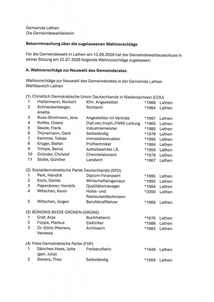 20260729_Wahlbekanntmachung Lathen_Seite_1
