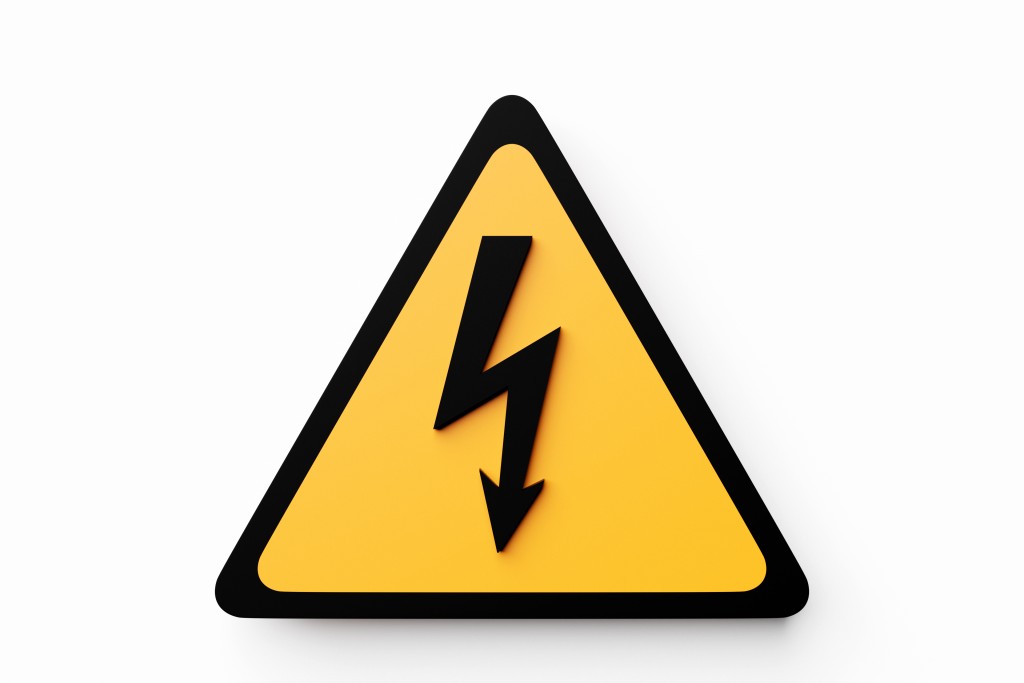 3D illustration high voltage icon, danger symbol on white isolated background