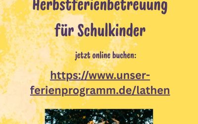 Herbstferienbetreuung für Schulkinder der Klassen 1 – 6