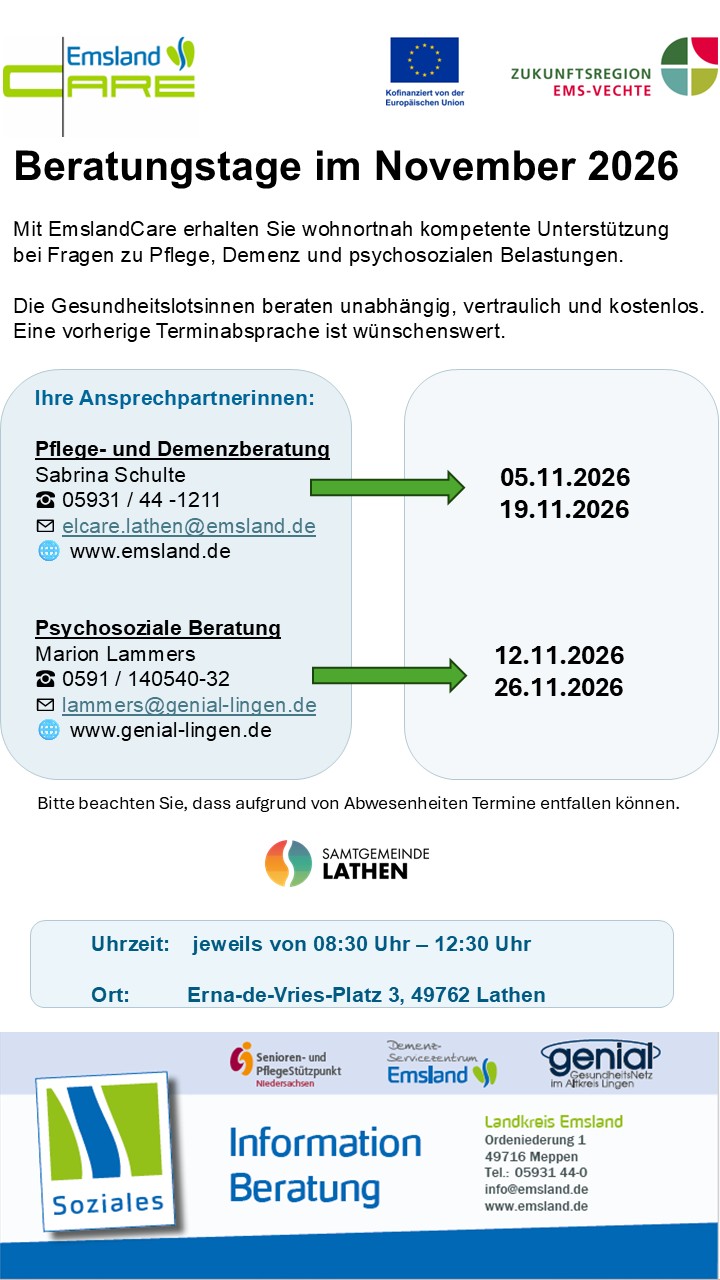 EmslandCare – Beratungstage im November 2026 in Lathen