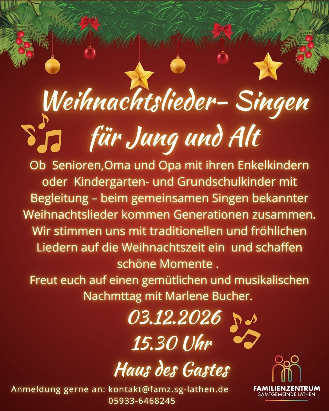Weihnachtslieder-Singen für Jung und Alt